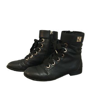 Kate Spade Ruby Black Leather Combat Boot Size 7.5